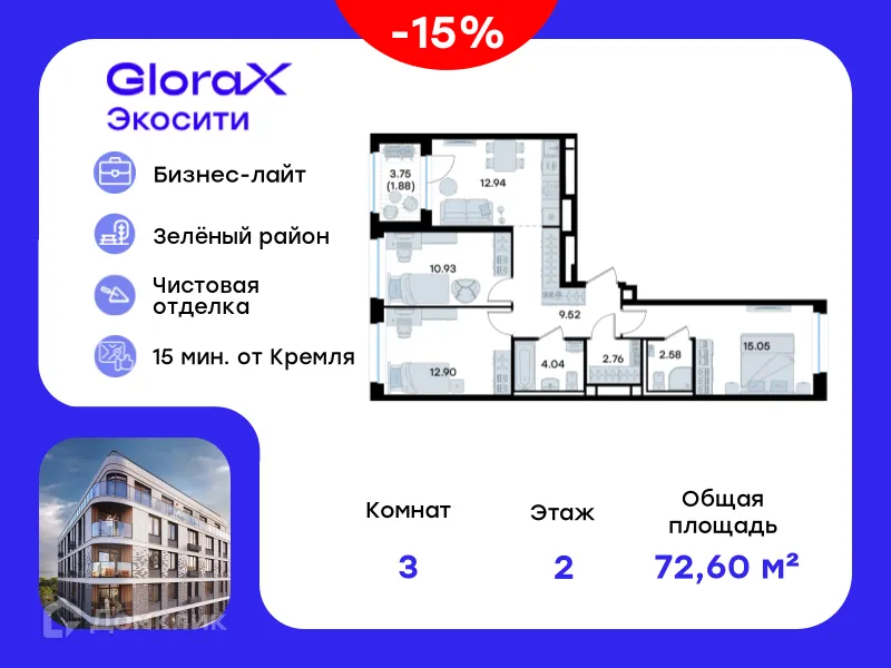 Фото квартиры в ЖК GloraX Экосити
