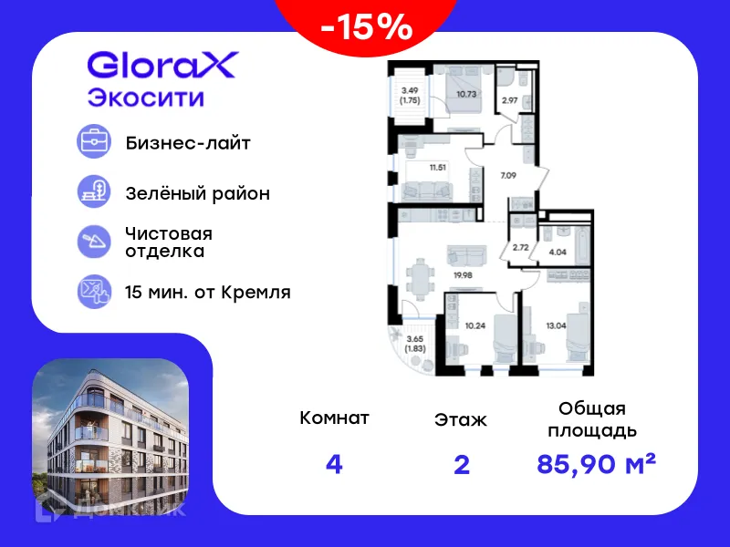 Фото квартиры в ЖК GloraX Экосити