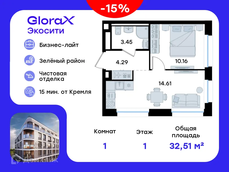 Фото квартиры в ЖК GloraX Экосити