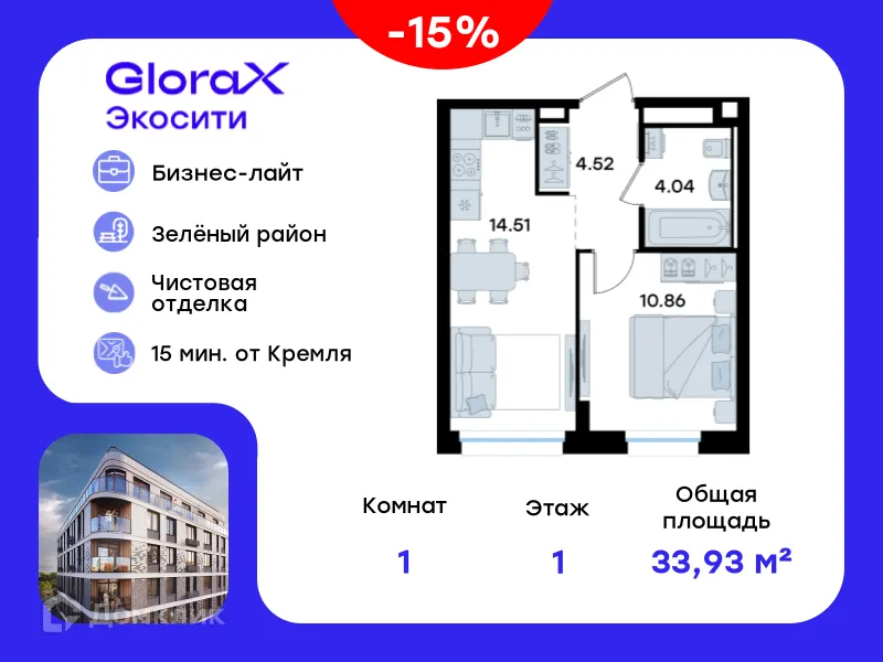 Фото квартиры в ЖК GloraX Экосити