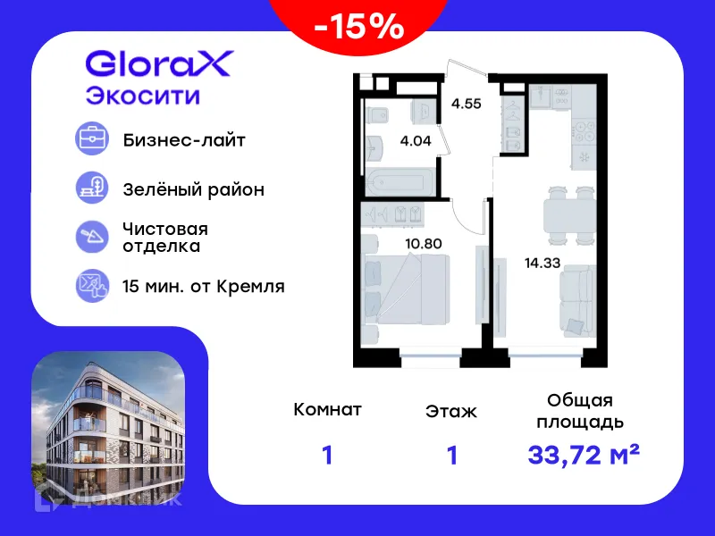 Фото квартиры в ЖК GloraX Экосити