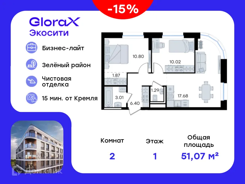 Фото квартиры в ЖК GloraX Экосити