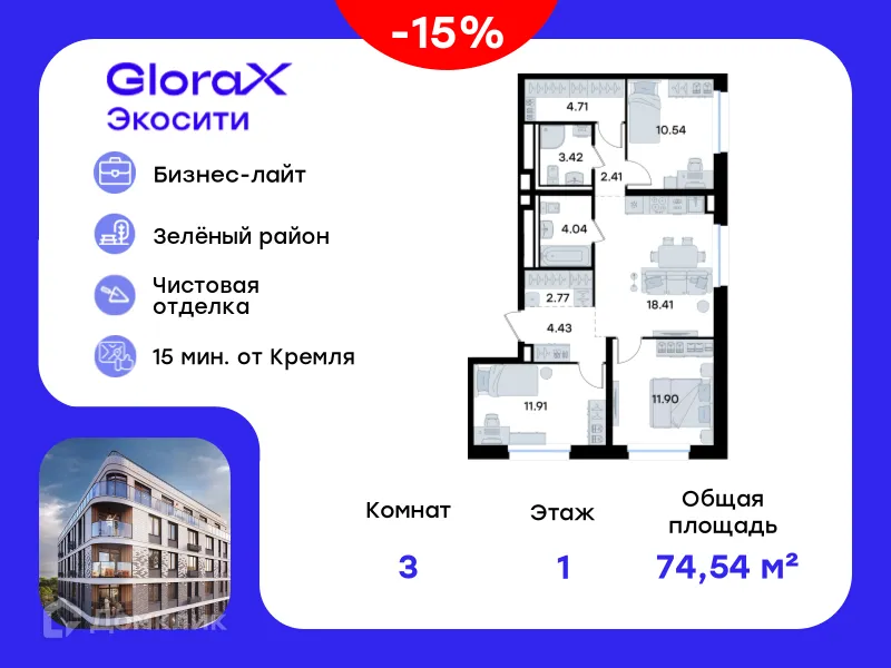 Фото квартиры в ЖК GloraX Экосити