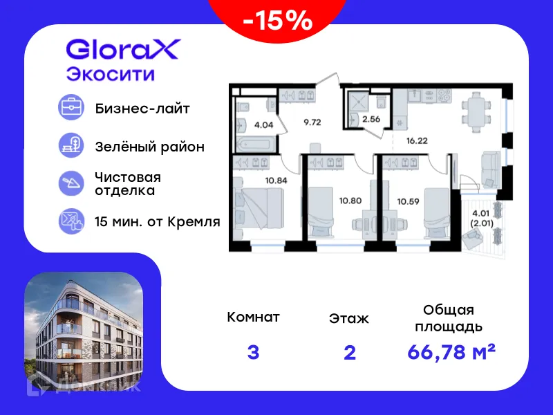 Фото квартиры в ЖК GloraX Экосити