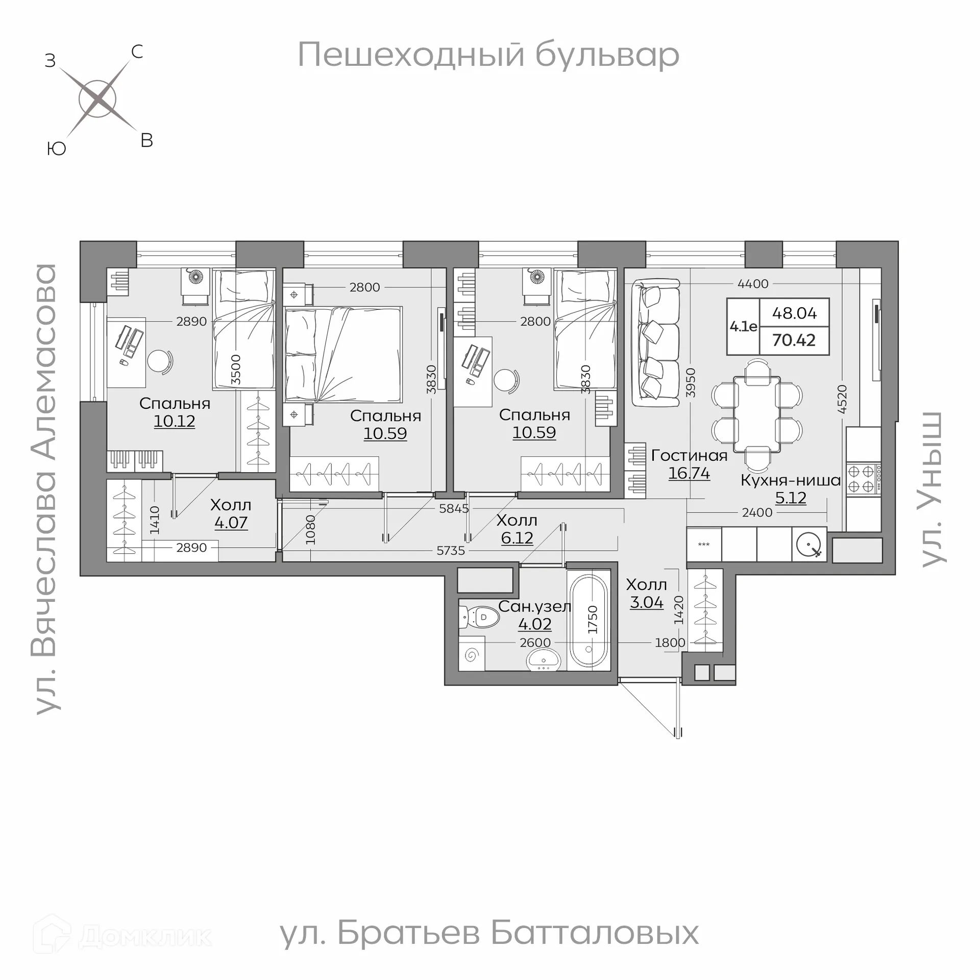 Фото квартиры в ЖК Батталовский