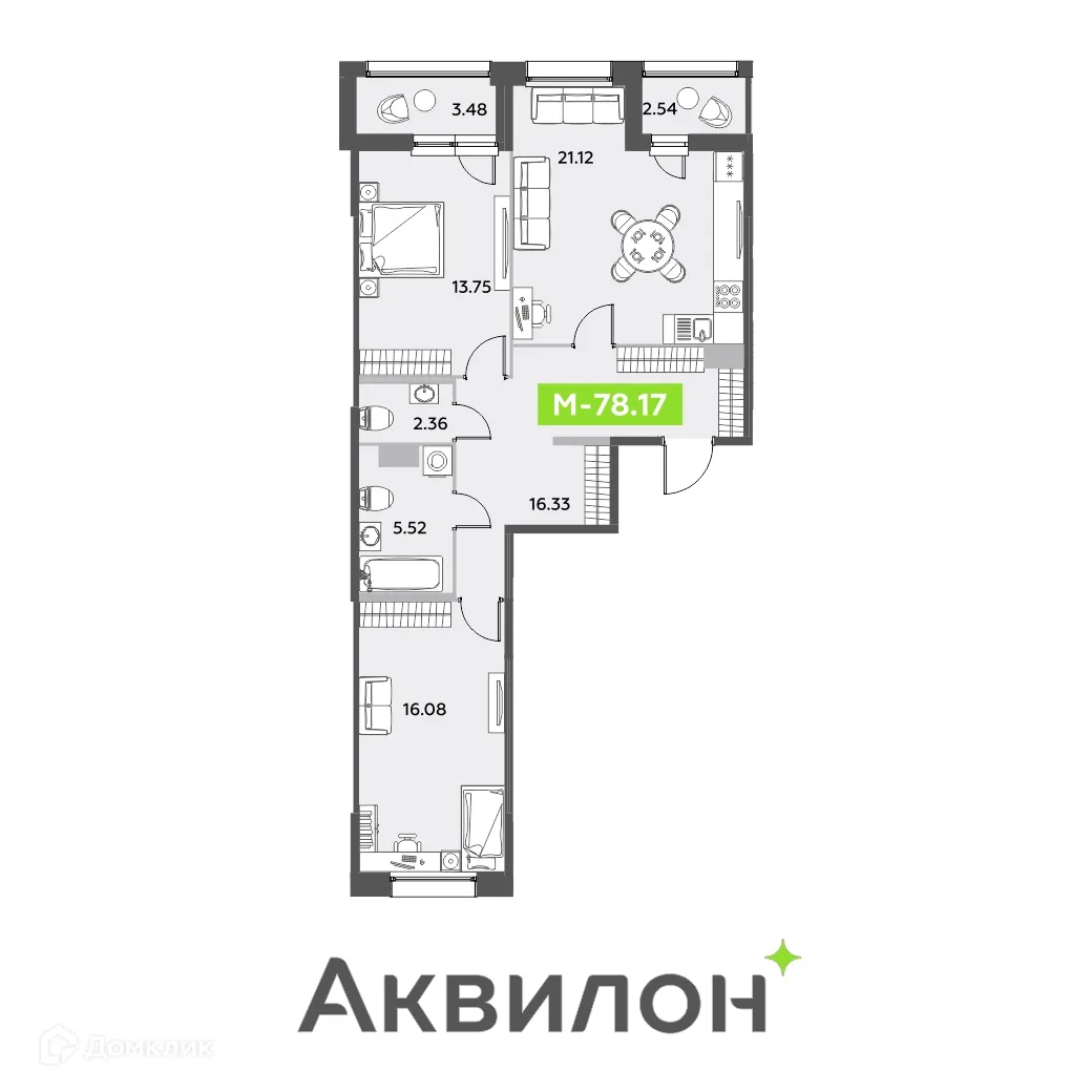 Фото квартиры в ЖК Аквилон Leaves (Аквилон Ливз)
