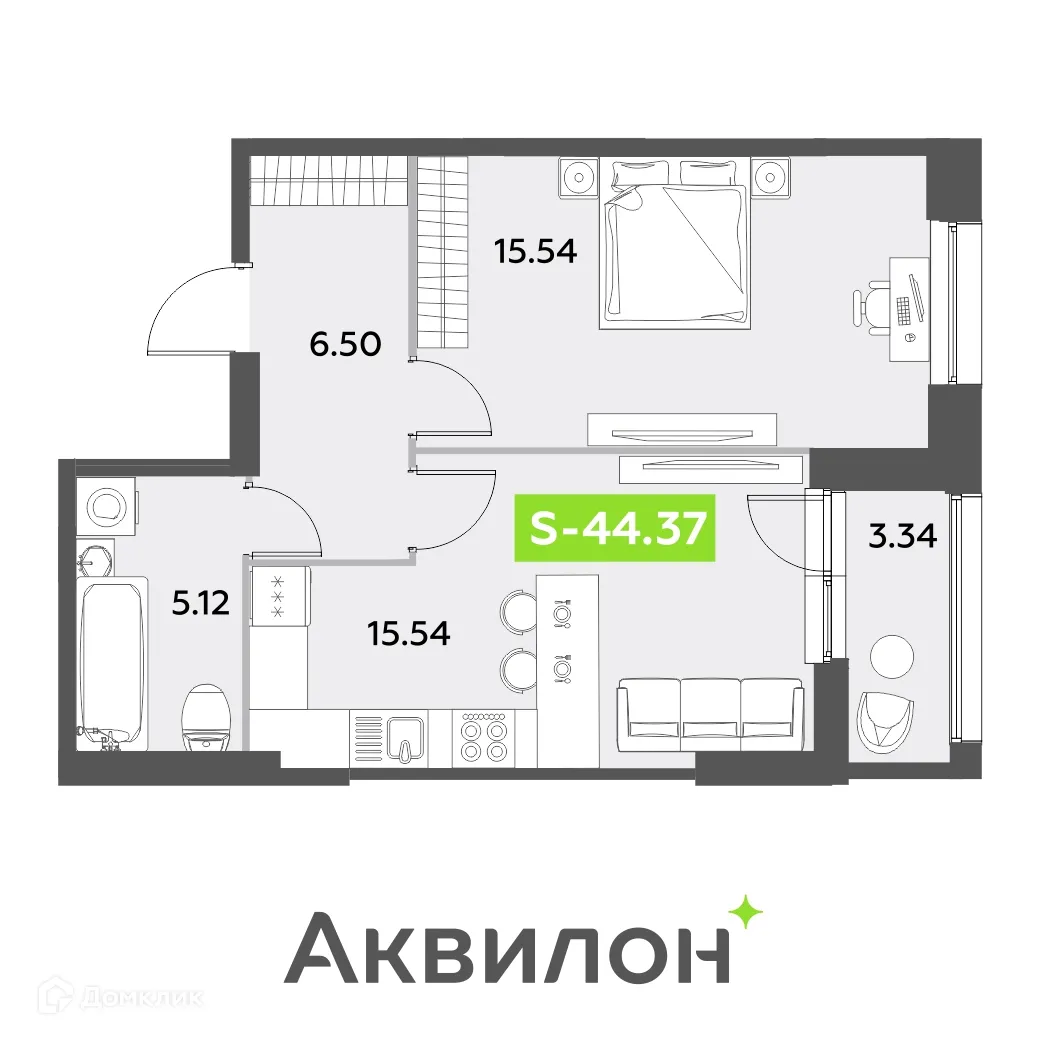 Фото квартиры в ЖК Аквилон Leaves (Аквилон Ливз)