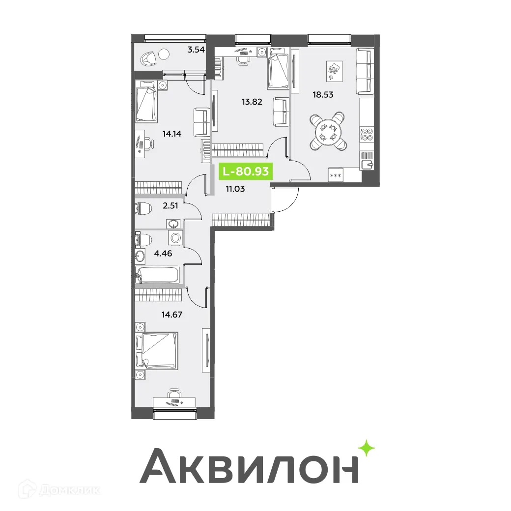 Фото квартиры в ЖК Аквилон Leaves (Аквилон Ливз)