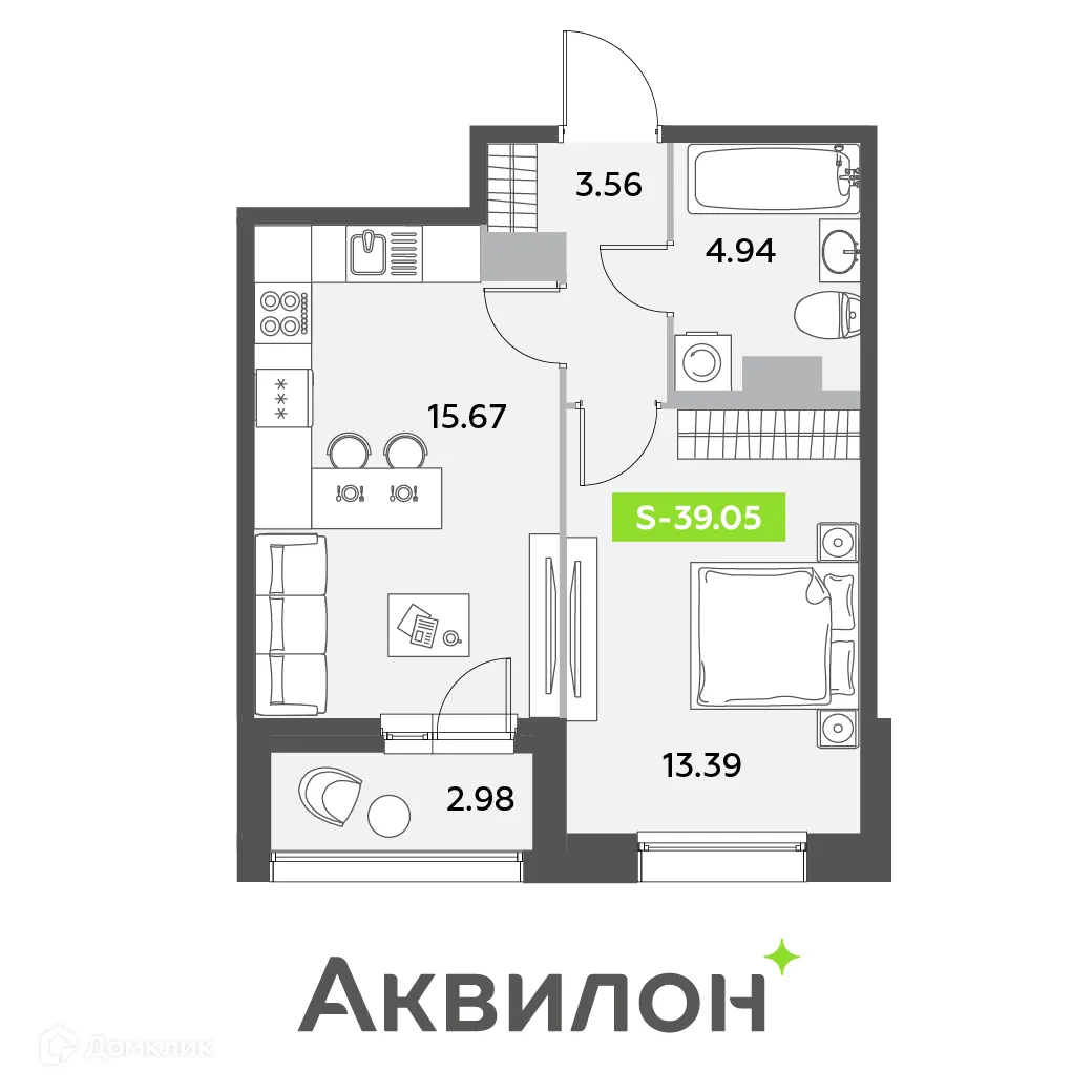 Фото квартиры в ЖК Аквилон Leaves (Аквилон Ливз)
