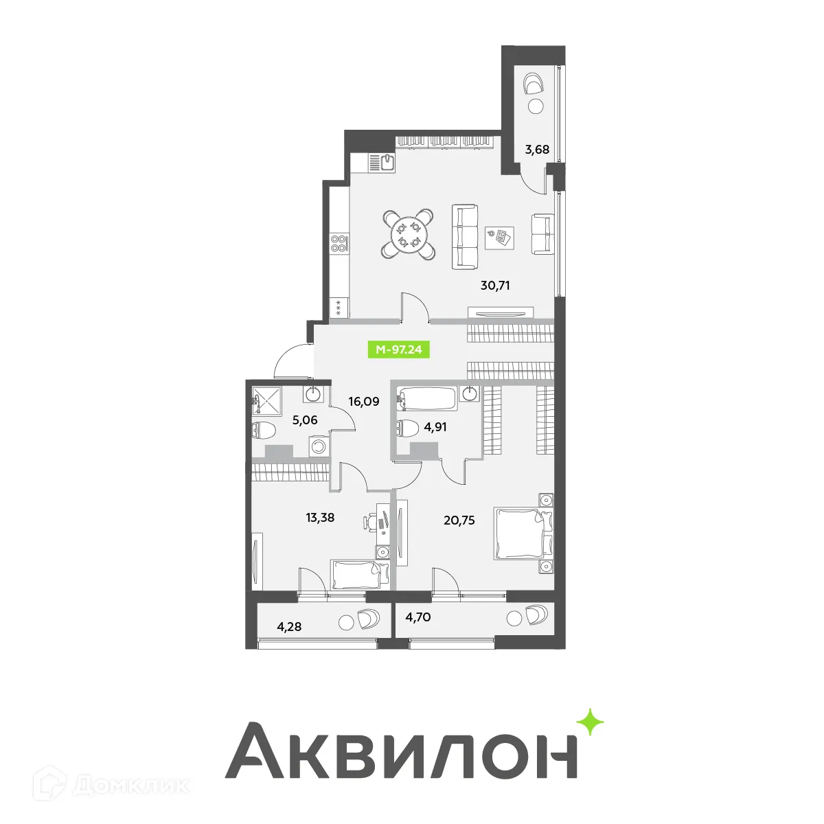 Фото квартиры в ЖК Аквилон Leaves (Аквилон Ливз)
