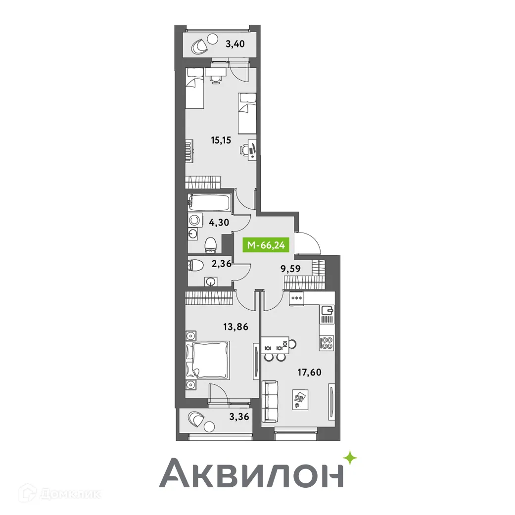 Фото квартиры в ЖК Аквилон Leaves (Аквилон Ливз)
