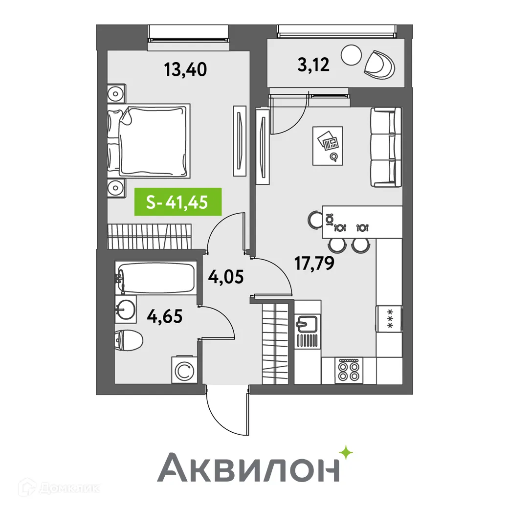 Фото квартиры в ЖК Аквилон Leaves (Аквилон Ливз)