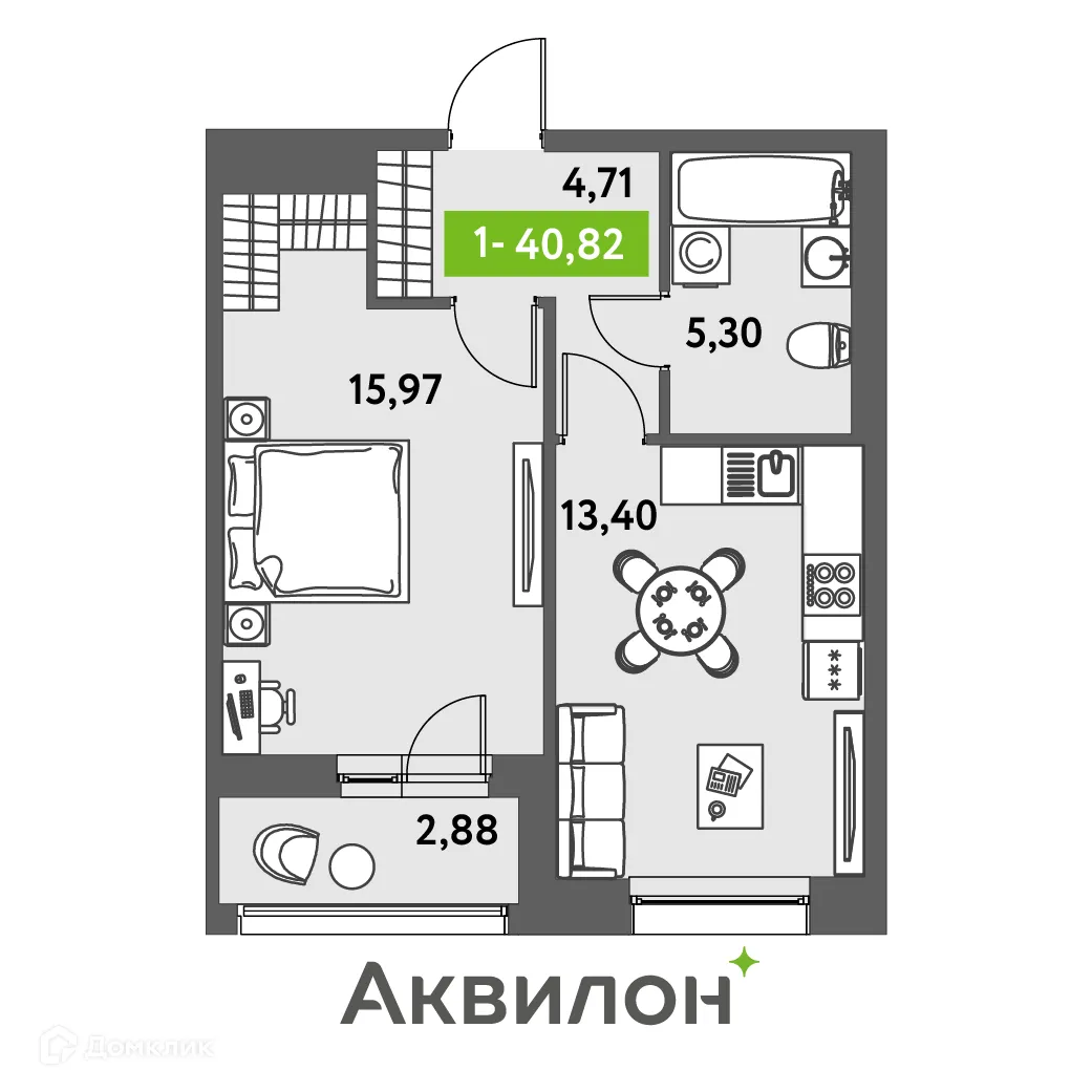 Фото квартиры в ЖК Аквилон Leaves (Аквилон Ливз)