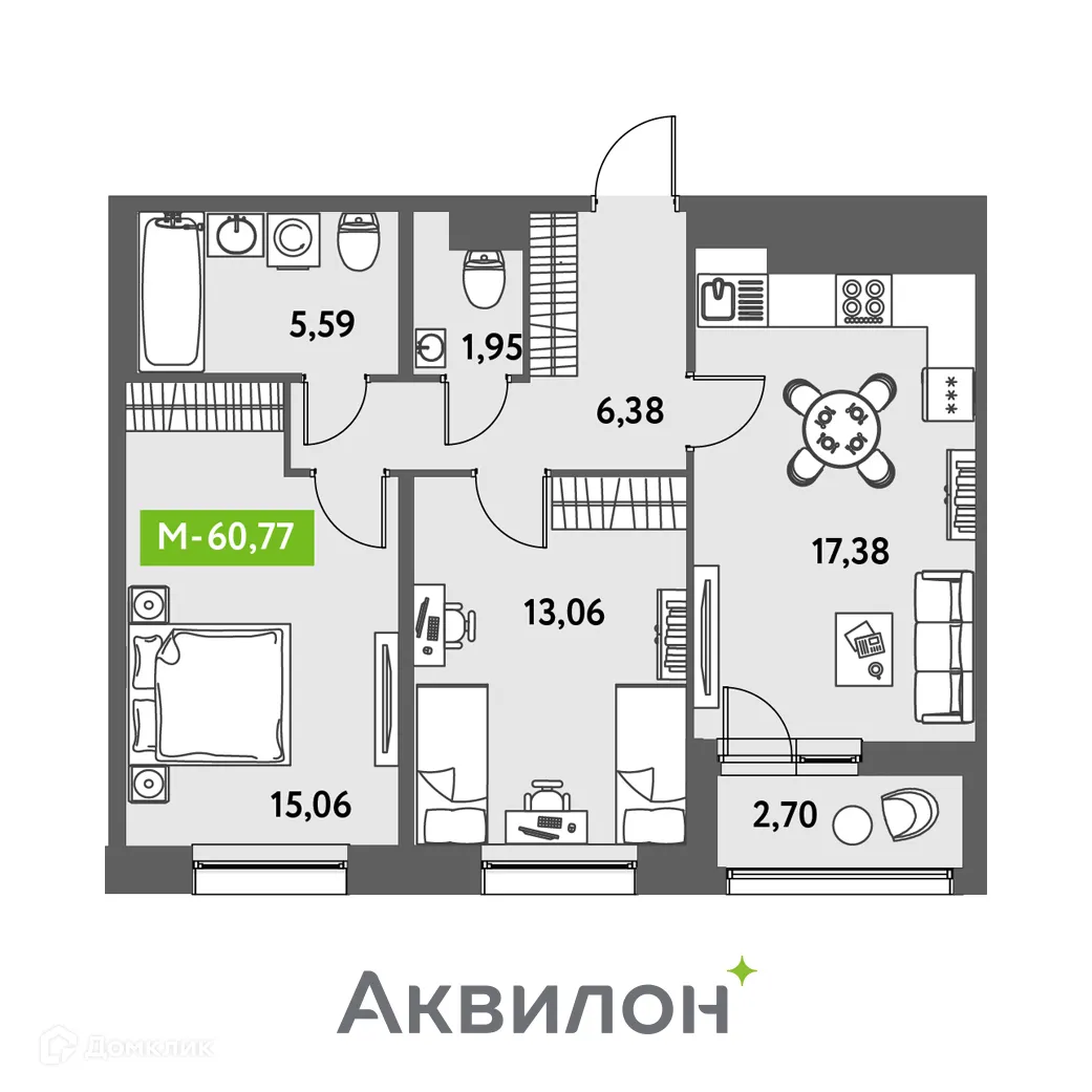 Фото квартиры в ЖК Аквилон Leaves (Аквилон Ливз)