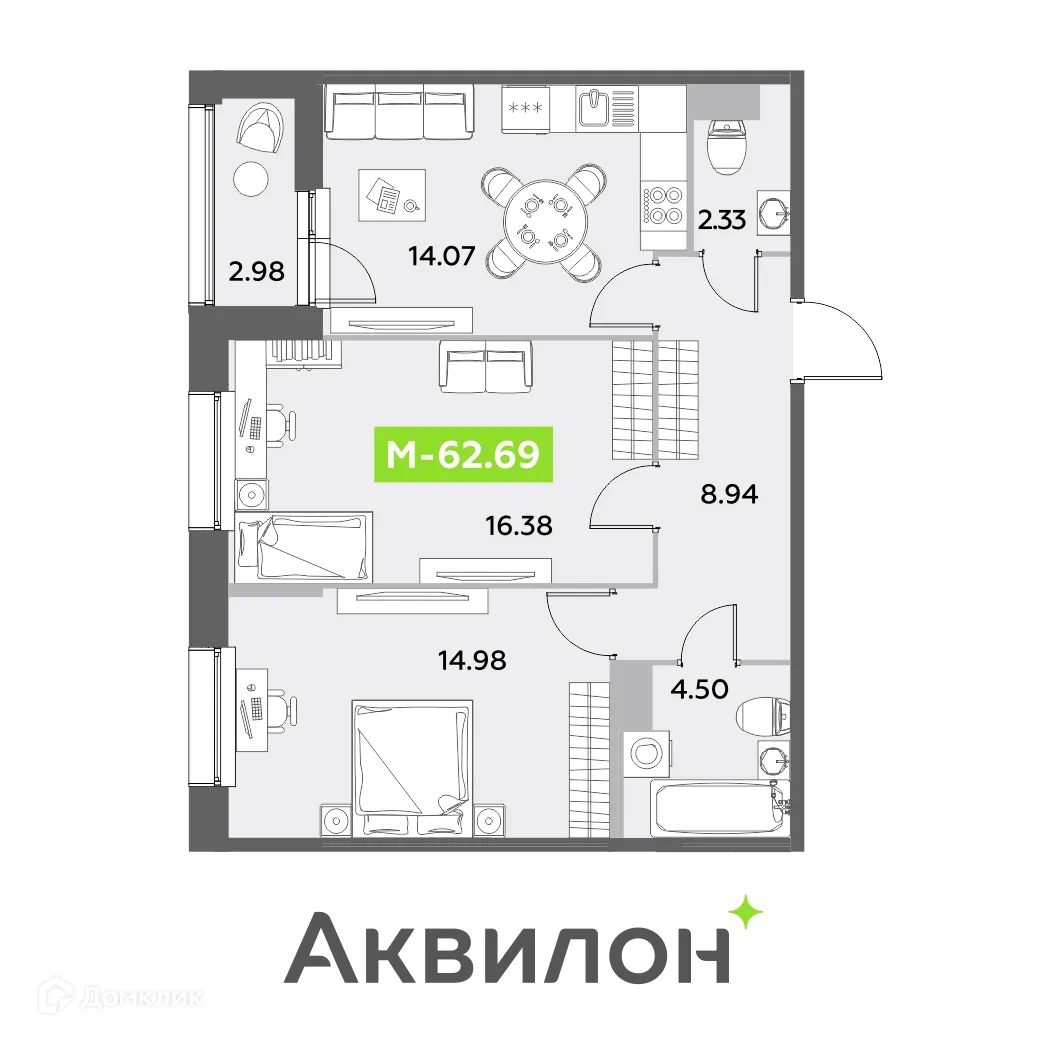 Фото квартиры в ЖК Аквилон Leaves (Аквилон Ливз)