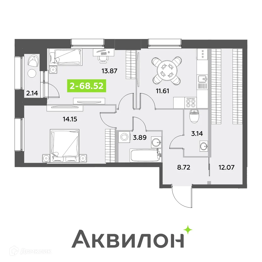 Фото квартиры в ЖК Аквилон Leaves (Аквилон Ливз)