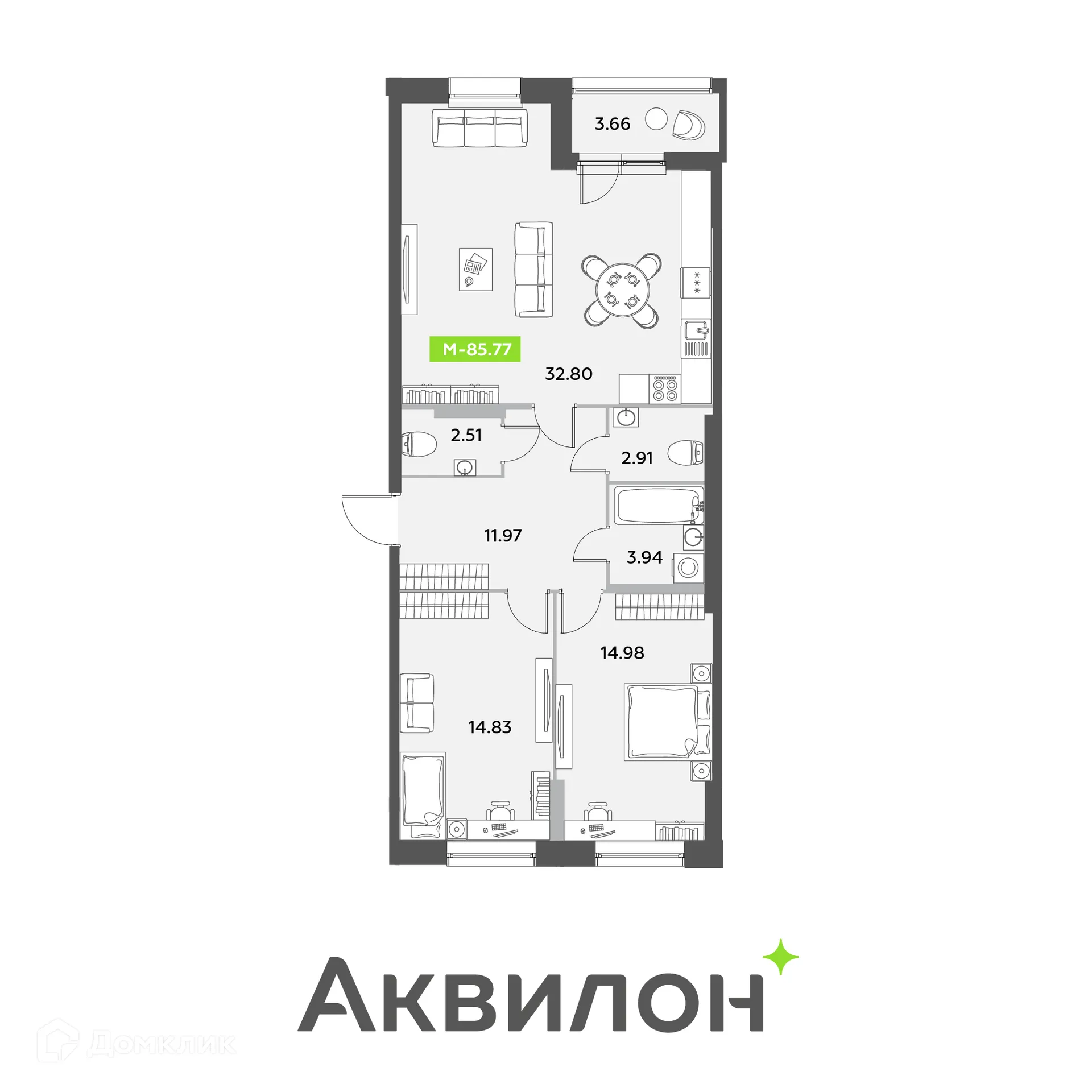 Фото квартиры в ЖК Аквилон Leaves (Аквилон Ливз)