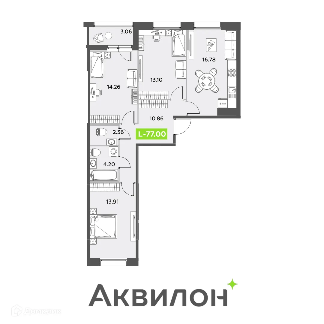 Фото квартиры в ЖК Аквилон Leaves (Аквилон Ливз)