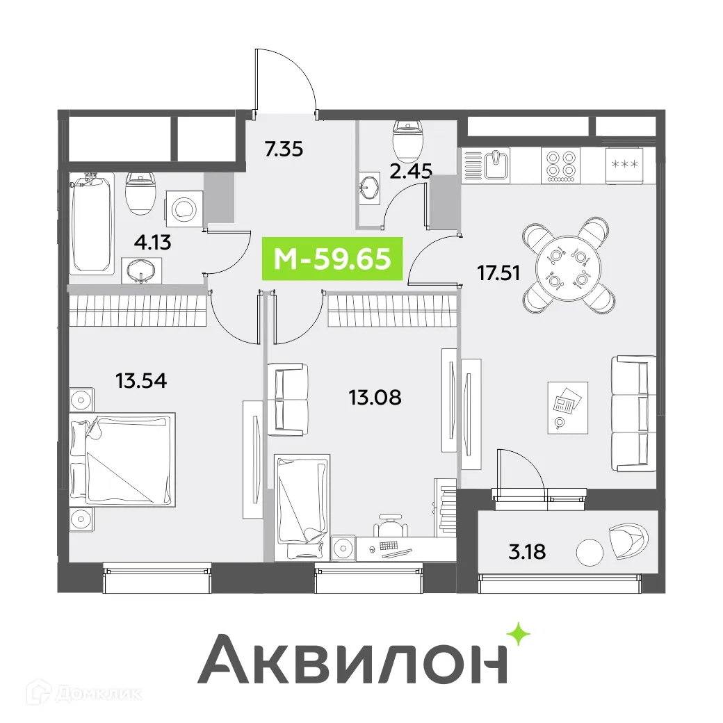 Фото квартиры в ЖК Аквилон Leaves (Аквилон Ливз)