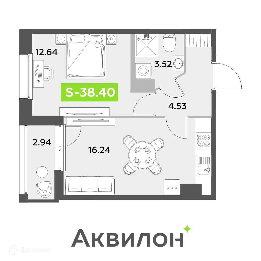 Фото квартиры в ЖК Аквилон Leaves (Аквилон Ливз)