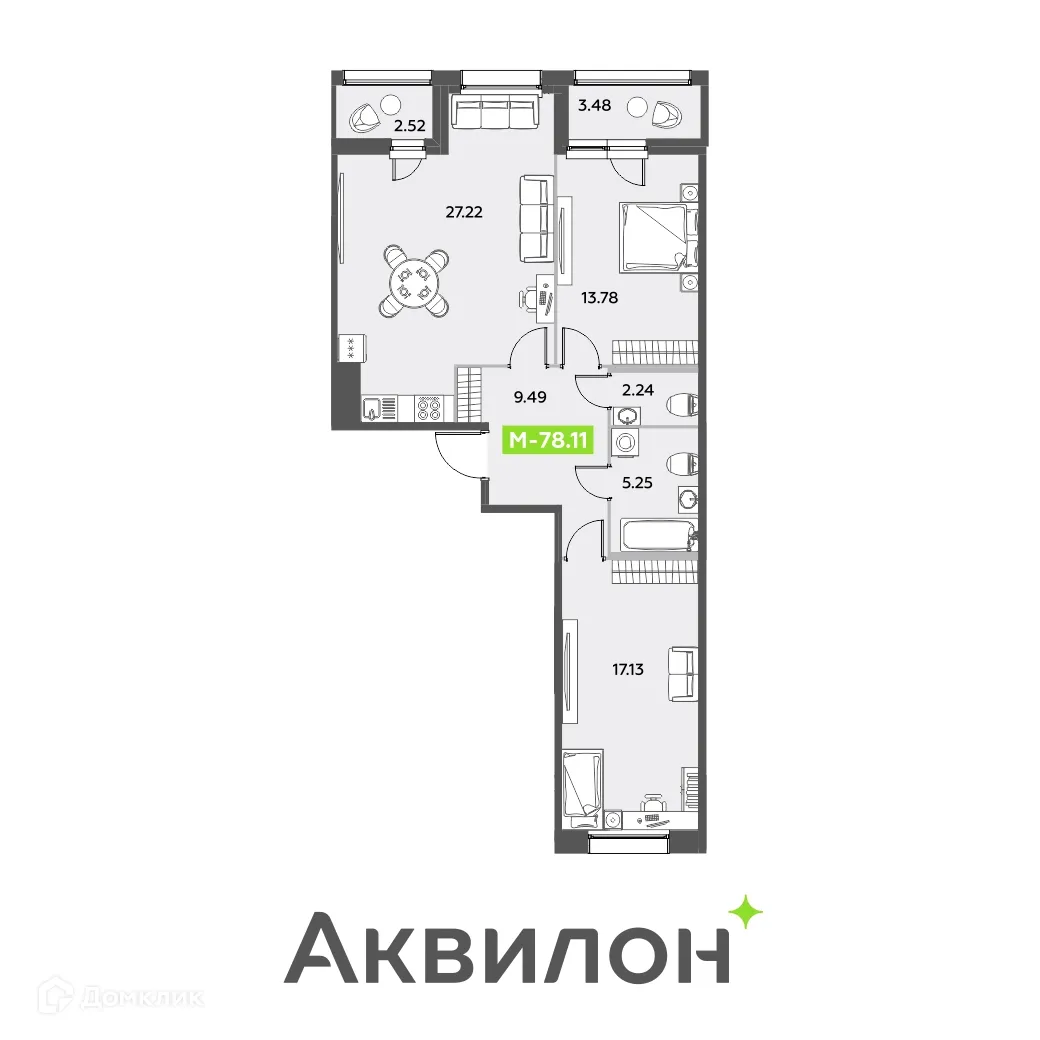 Фото квартиры в ЖК Аквилон Leaves (Аквилон Ливз)