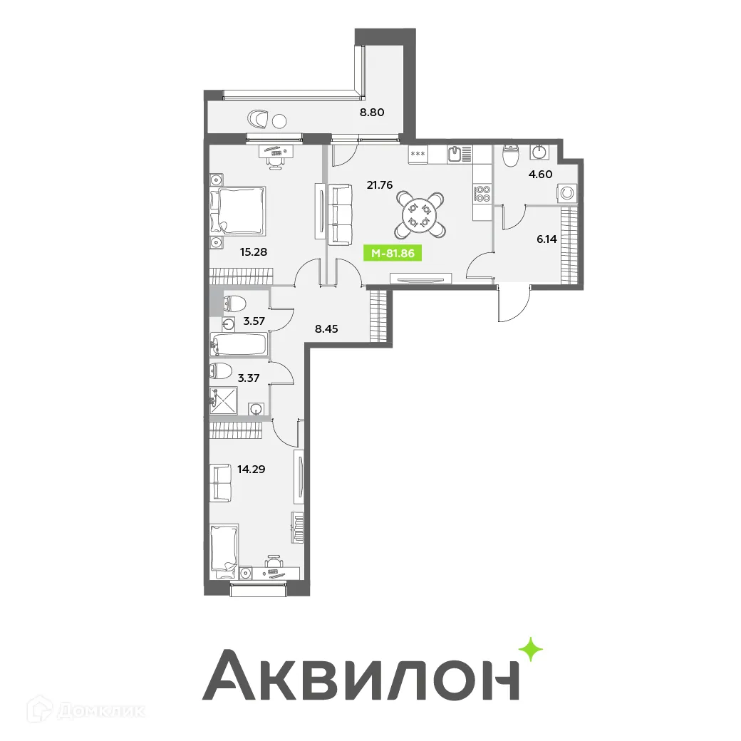 Фото квартиры в ЖК Аквилон Leaves (Аквилон Ливз)