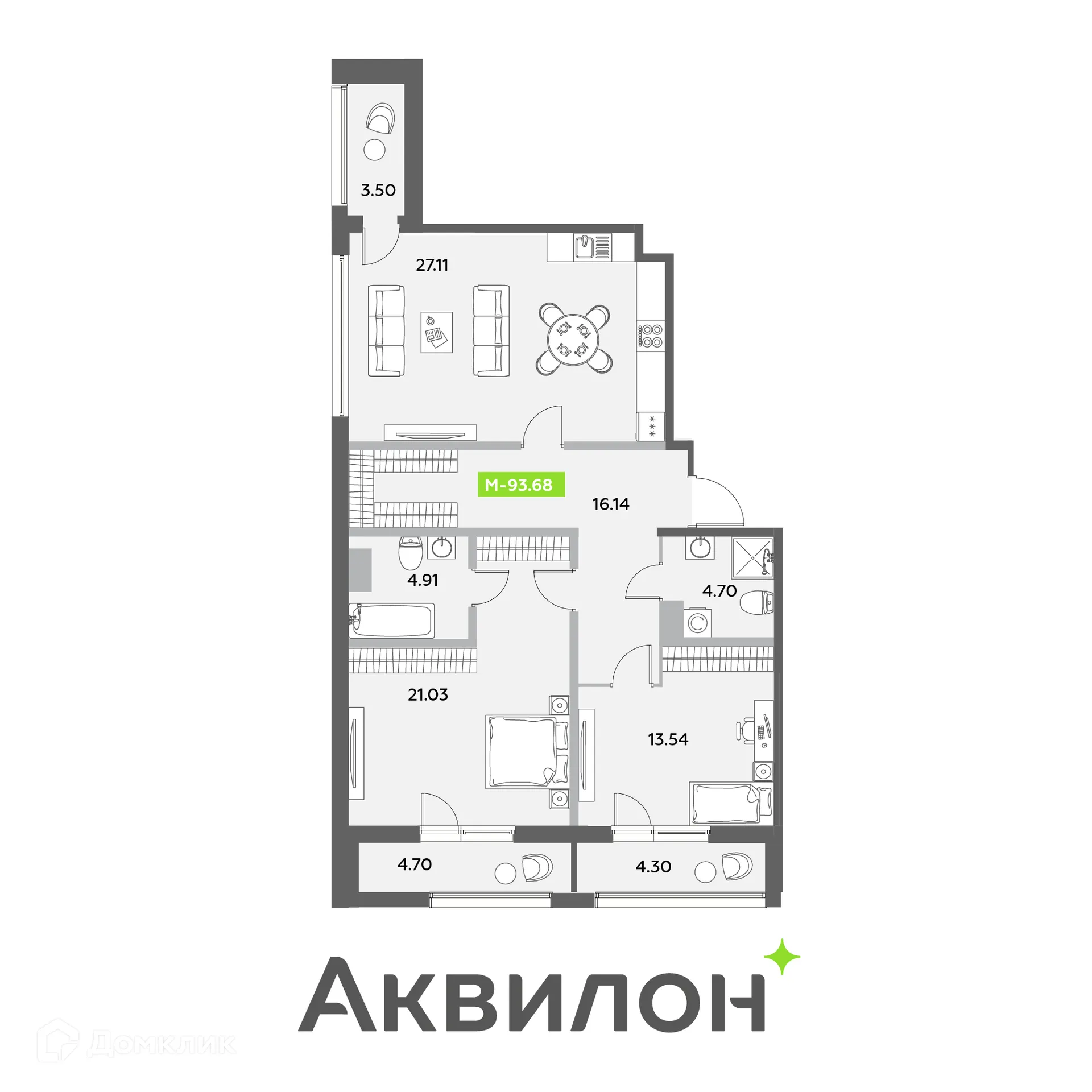 Фото квартиры в ЖК Аквилон Leaves (Аквилон Ливз)