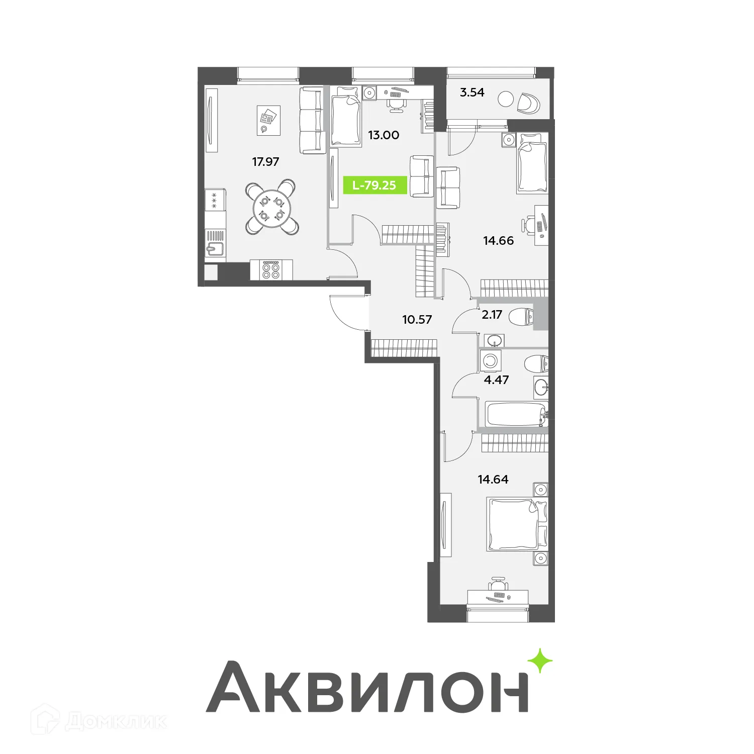 Фото квартиры в ЖК Аквилон Leaves (Аквилон Ливз)