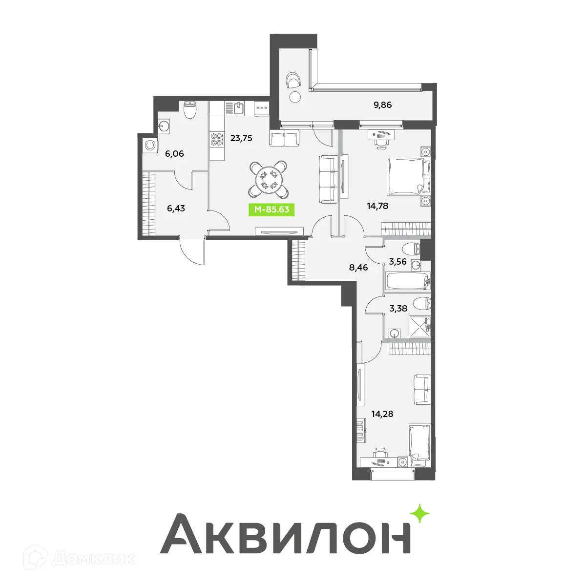 Фото квартиры в ЖК Аквилон Leaves (Аквилон Ливз)
