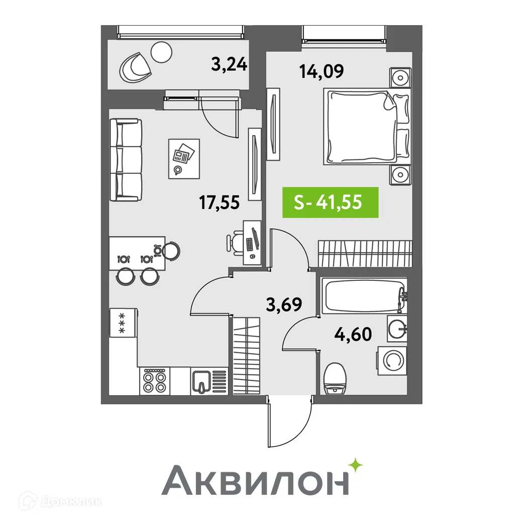 Фото квартиры в ЖК Аквилон Leaves (Аквилон Ливз)