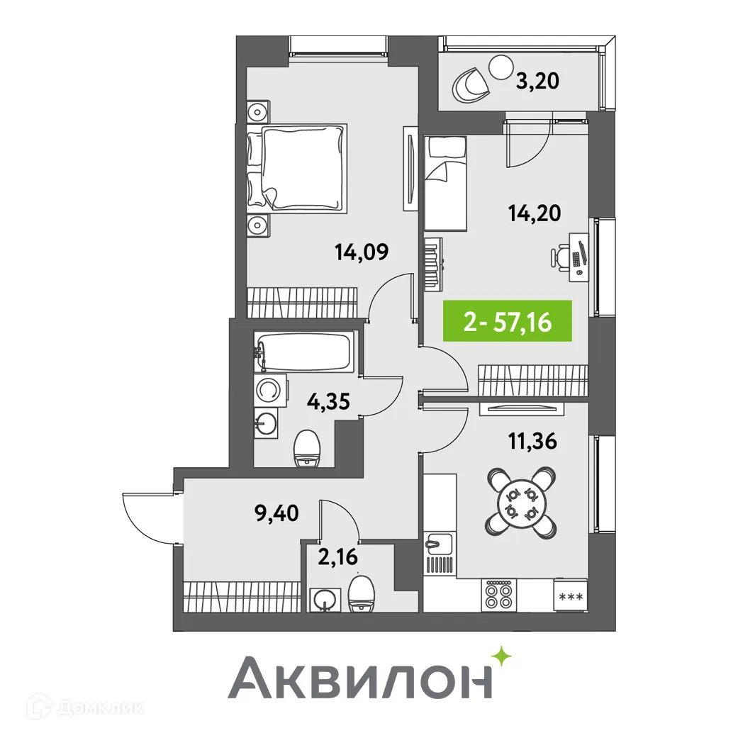 Фото квартиры в ЖК Аквилон Leaves (Аквилон Ливз)