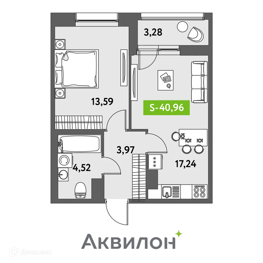 Фото квартиры в ЖК Аквилон Leaves (Аквилон Ливз)