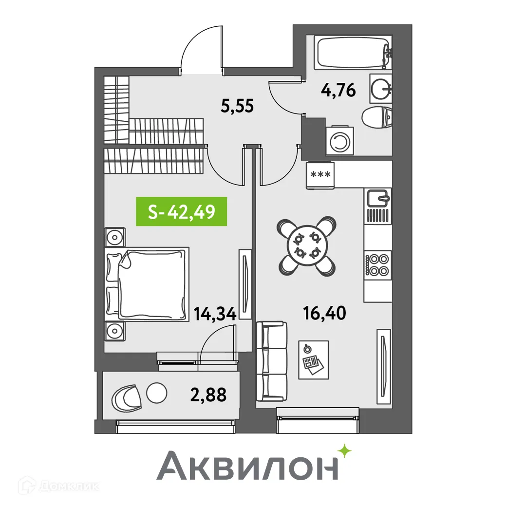 Фото квартиры в ЖК Аквилон Leaves (Аквилон Ливз)