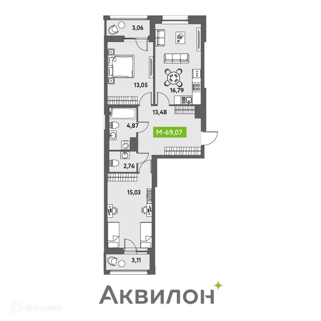 Фото квартиры в ЖК Аквилон Leaves (Аквилон Ливз)