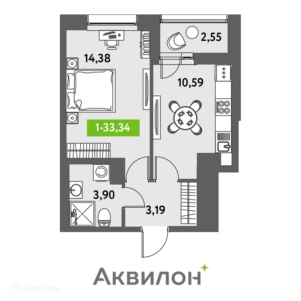 Фото квартиры в ЖК Аквилон Leaves (Аквилон Ливз)