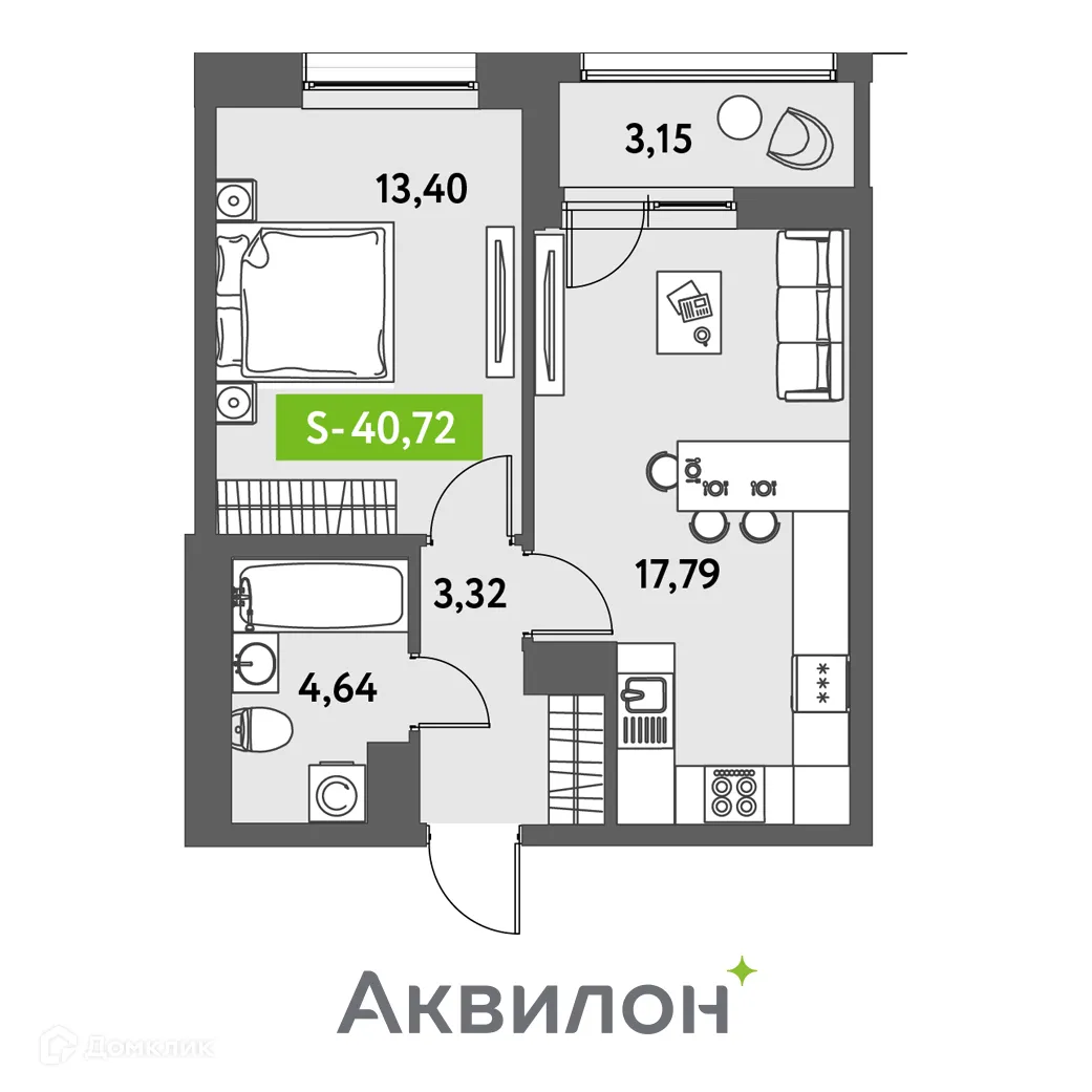 Фото квартиры в ЖК Аквилон Leaves (Аквилон Ливз)