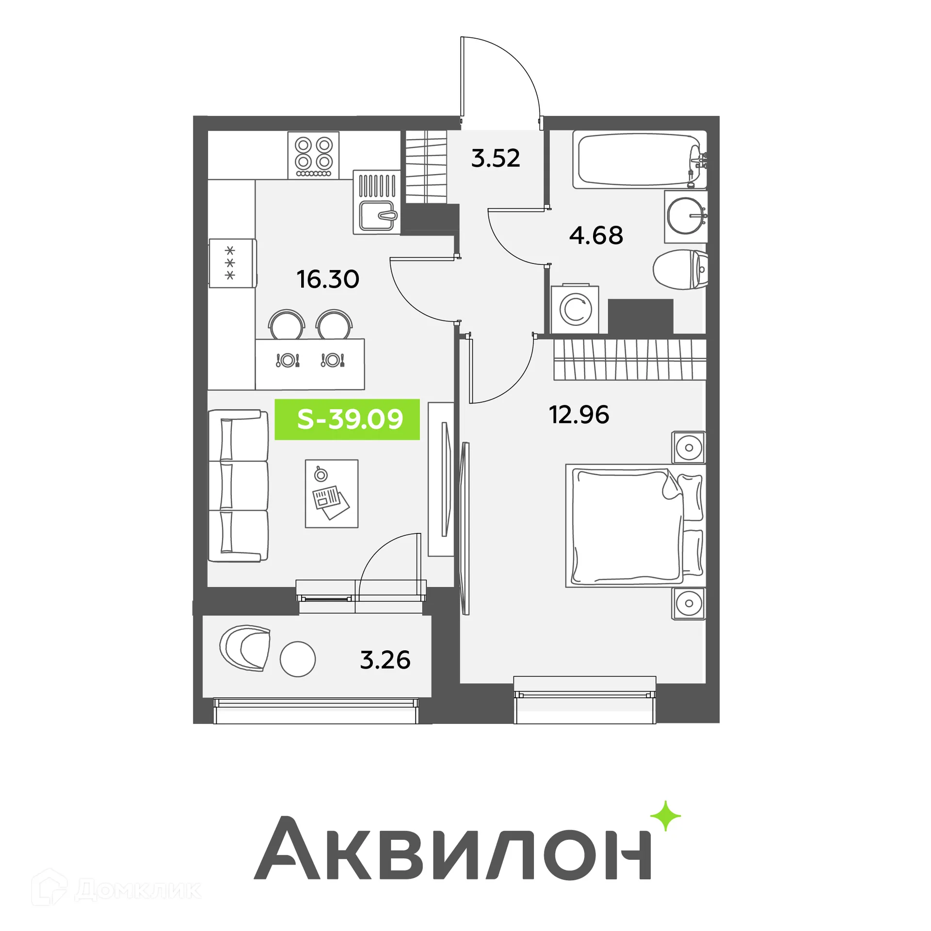 Фото квартиры в ЖК Аквилон Leaves (Аквилон Ливз)