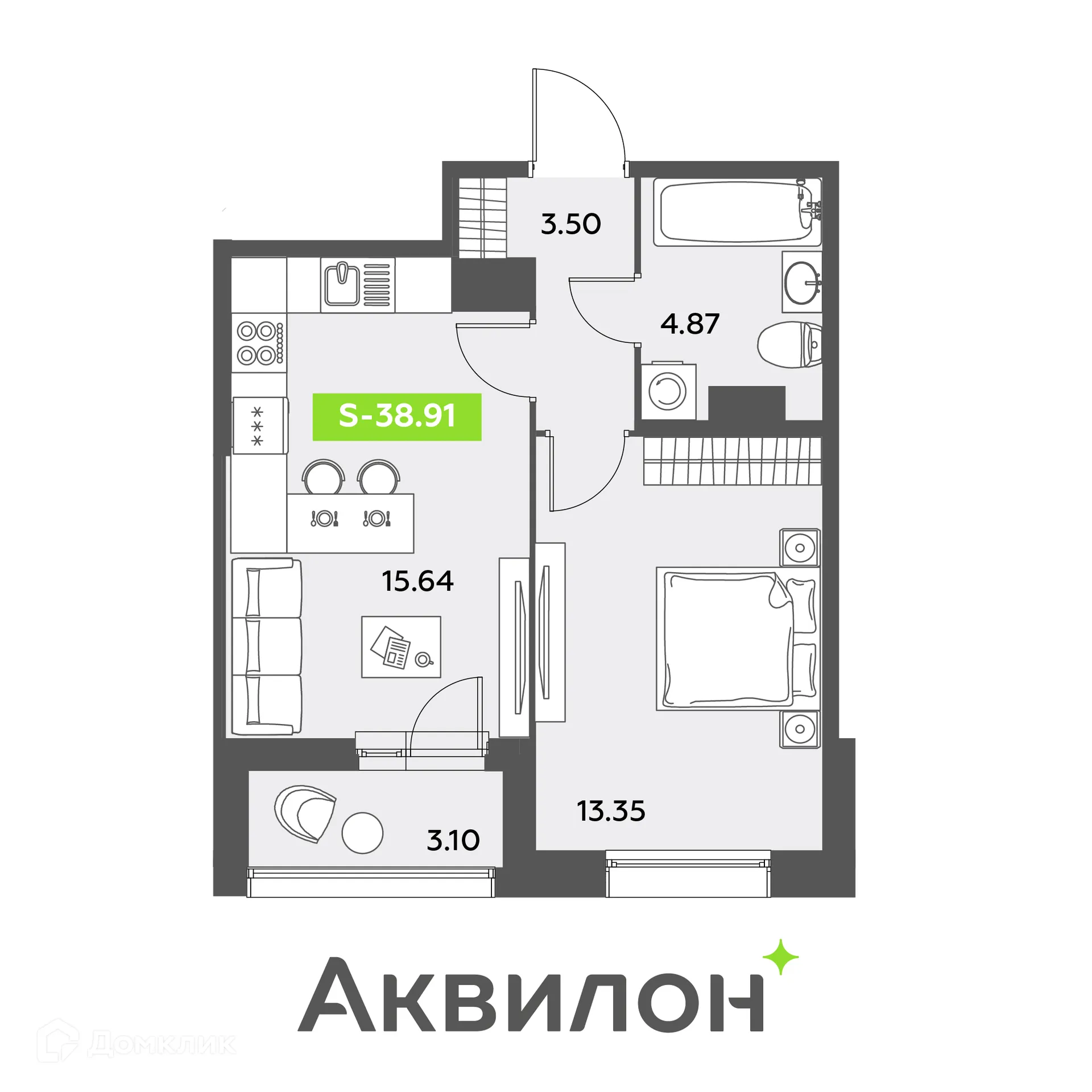 Фото квартиры в ЖК Аквилон Leaves (Аквилон Ливз)