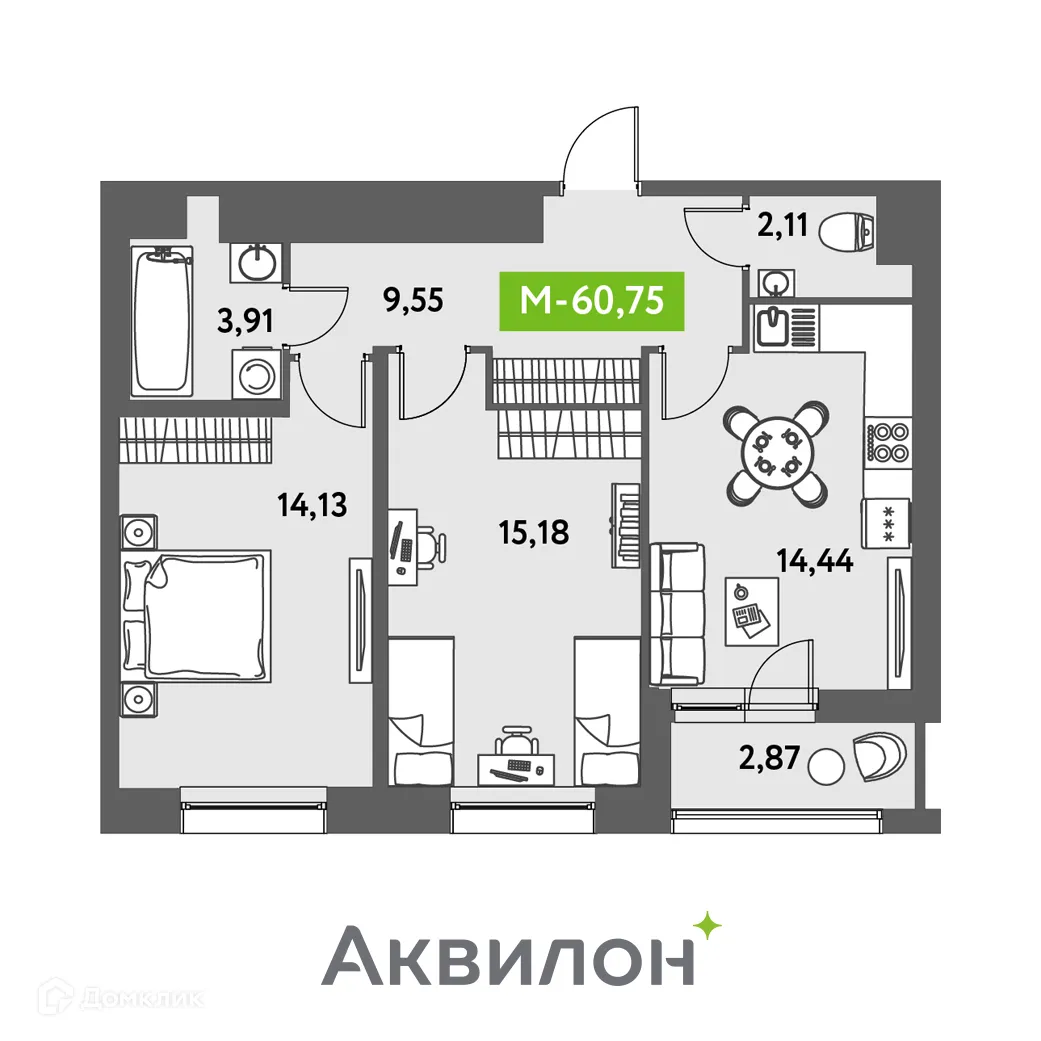 Фото квартиры в ЖК Аквилон Leaves (Аквилон Ливз)