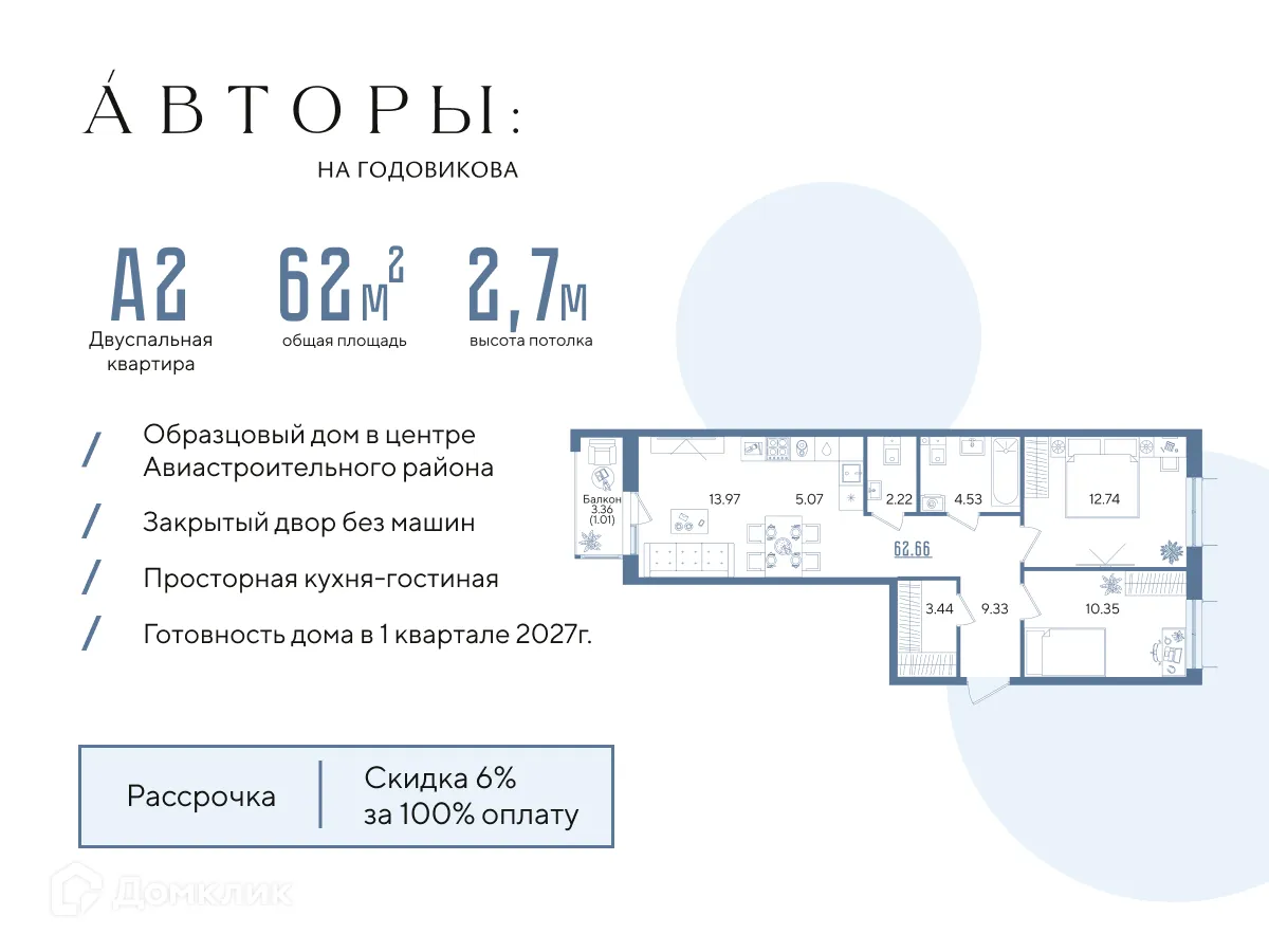 Фото квартиры в ЖК Авторы на Годовикова