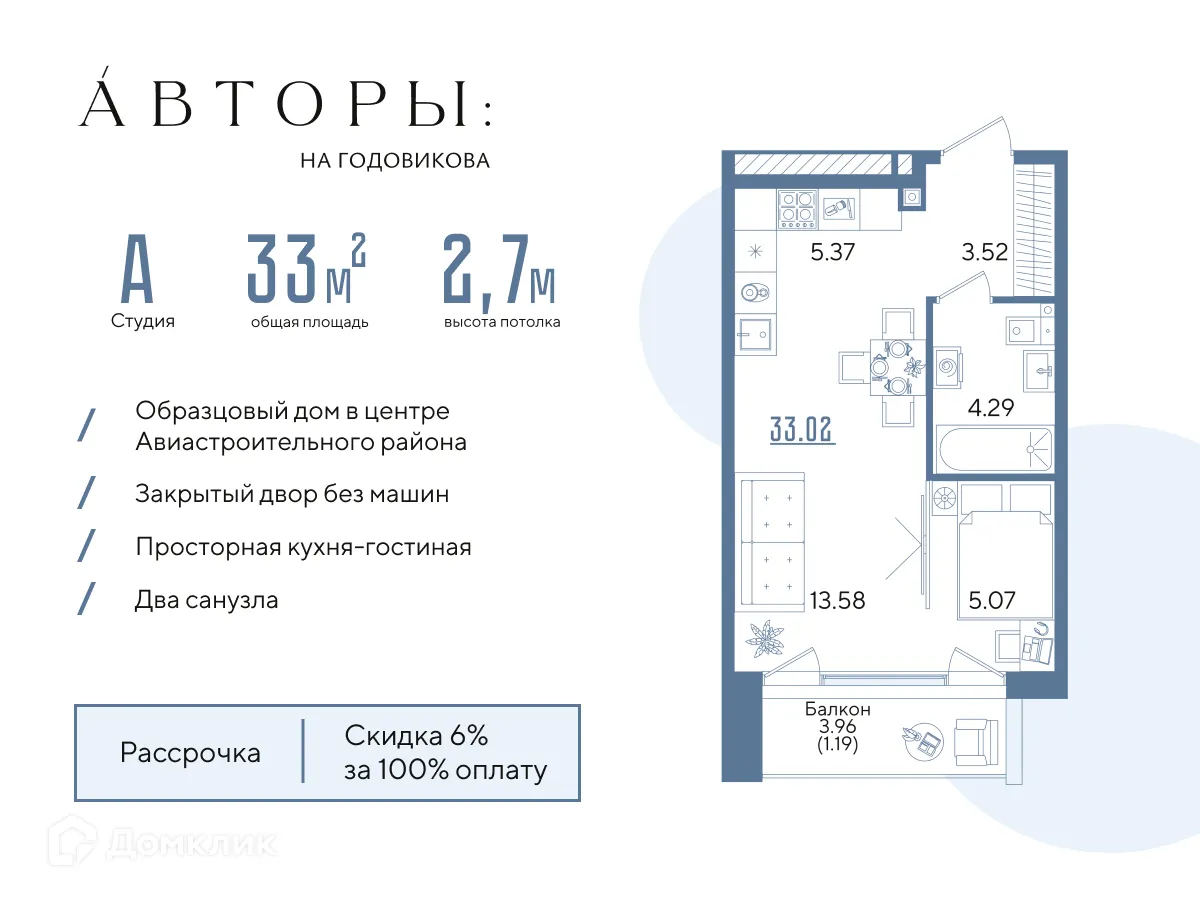 Фото квартиры в ЖК Авторы на Годовикова