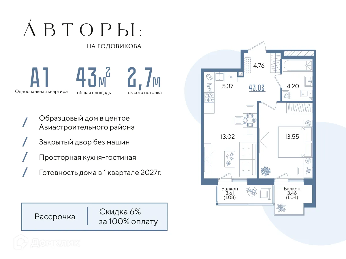 Фото квартиры в ЖК Авторы на Годовикова