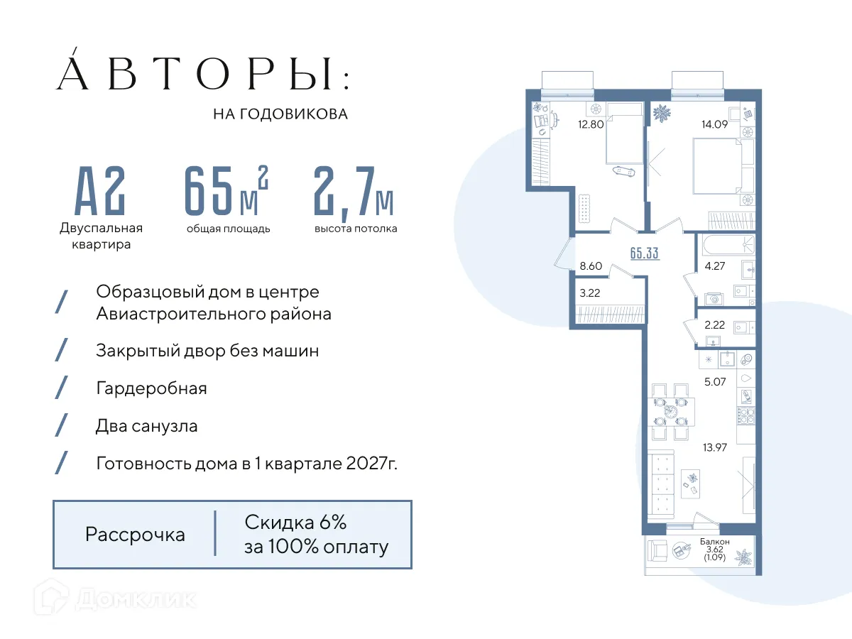 Фото квартиры в ЖК Авторы на Годовикова