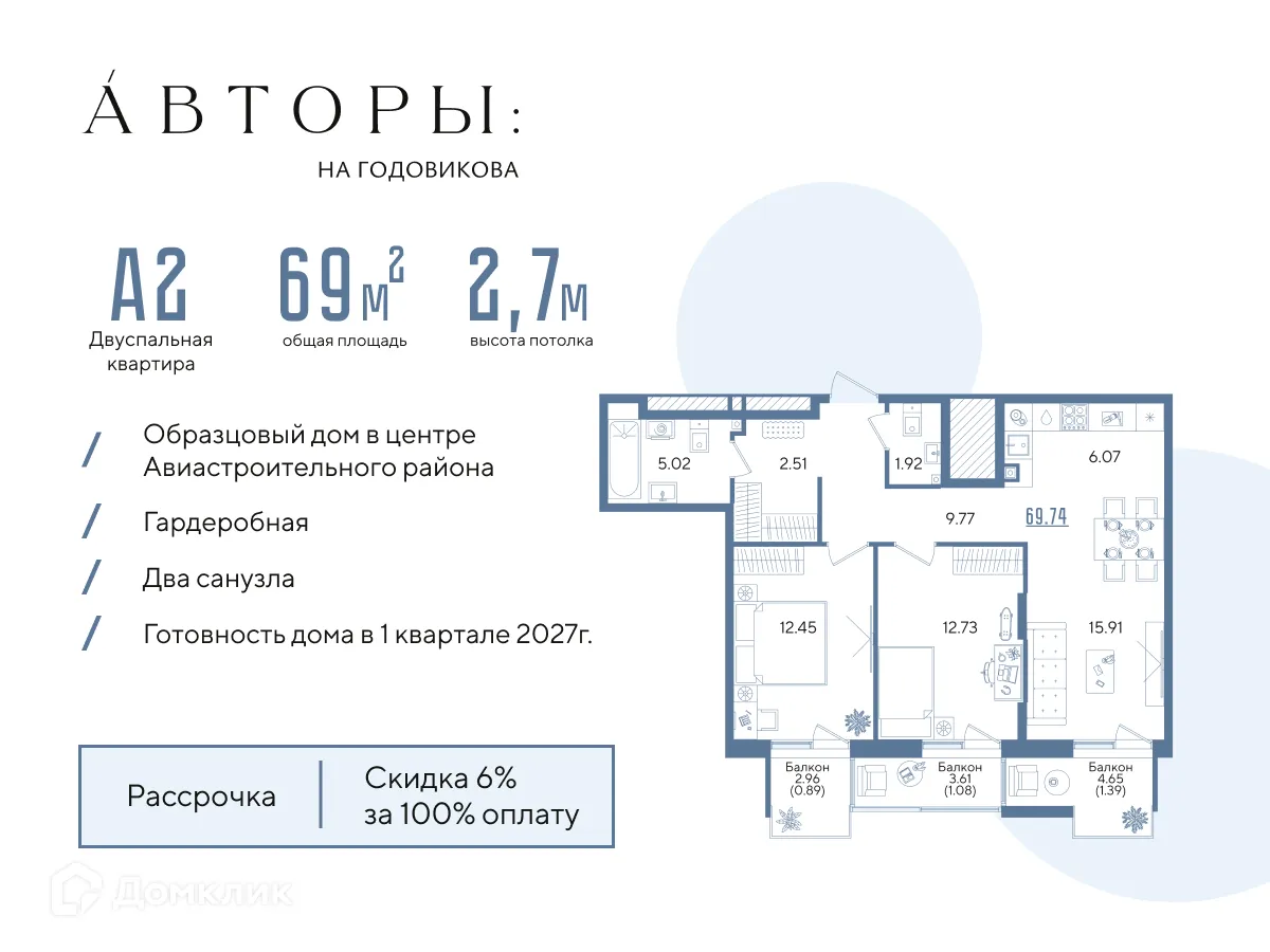 Фото квартиры в ЖК Авторы на Годовикова