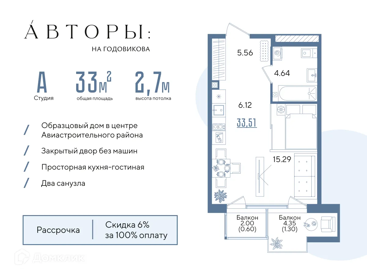 Фото квартиры в ЖК Авторы на Годовикова