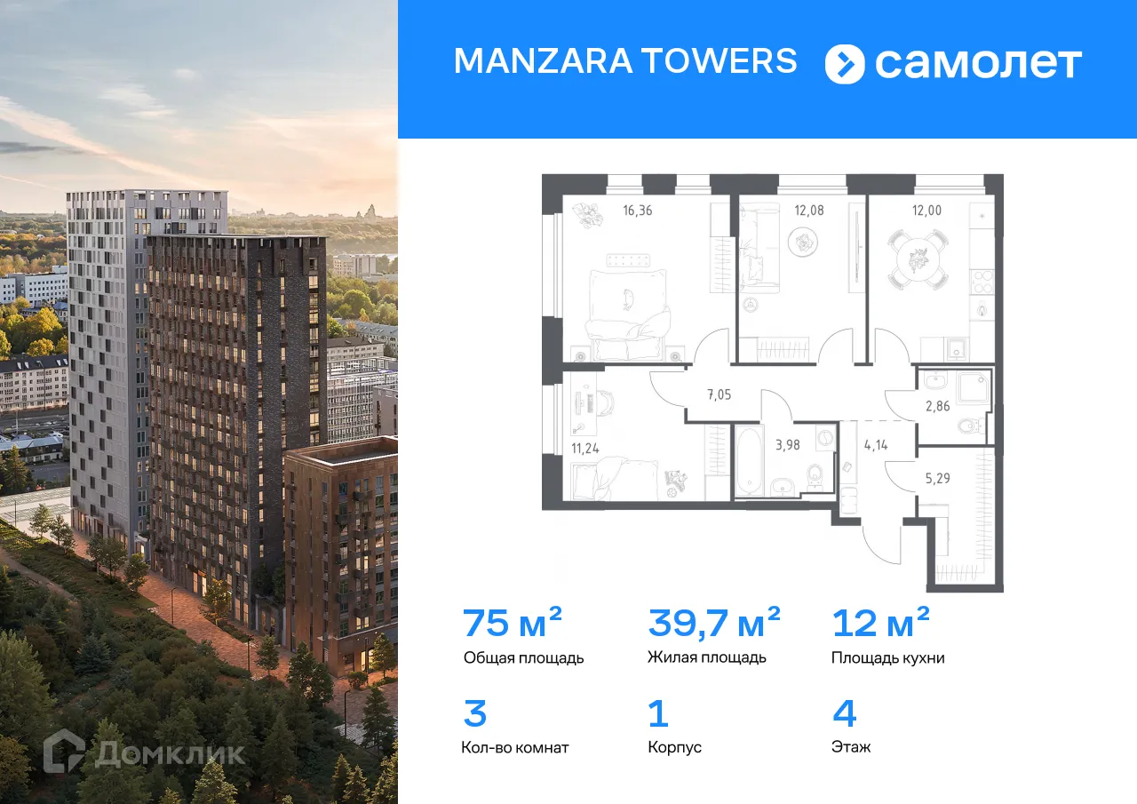 Фото квартиры в ЖК Manzara Towers (Манзара Тауерс)