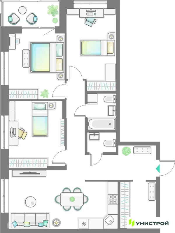 3 комн. квартиры в Казане новостройки