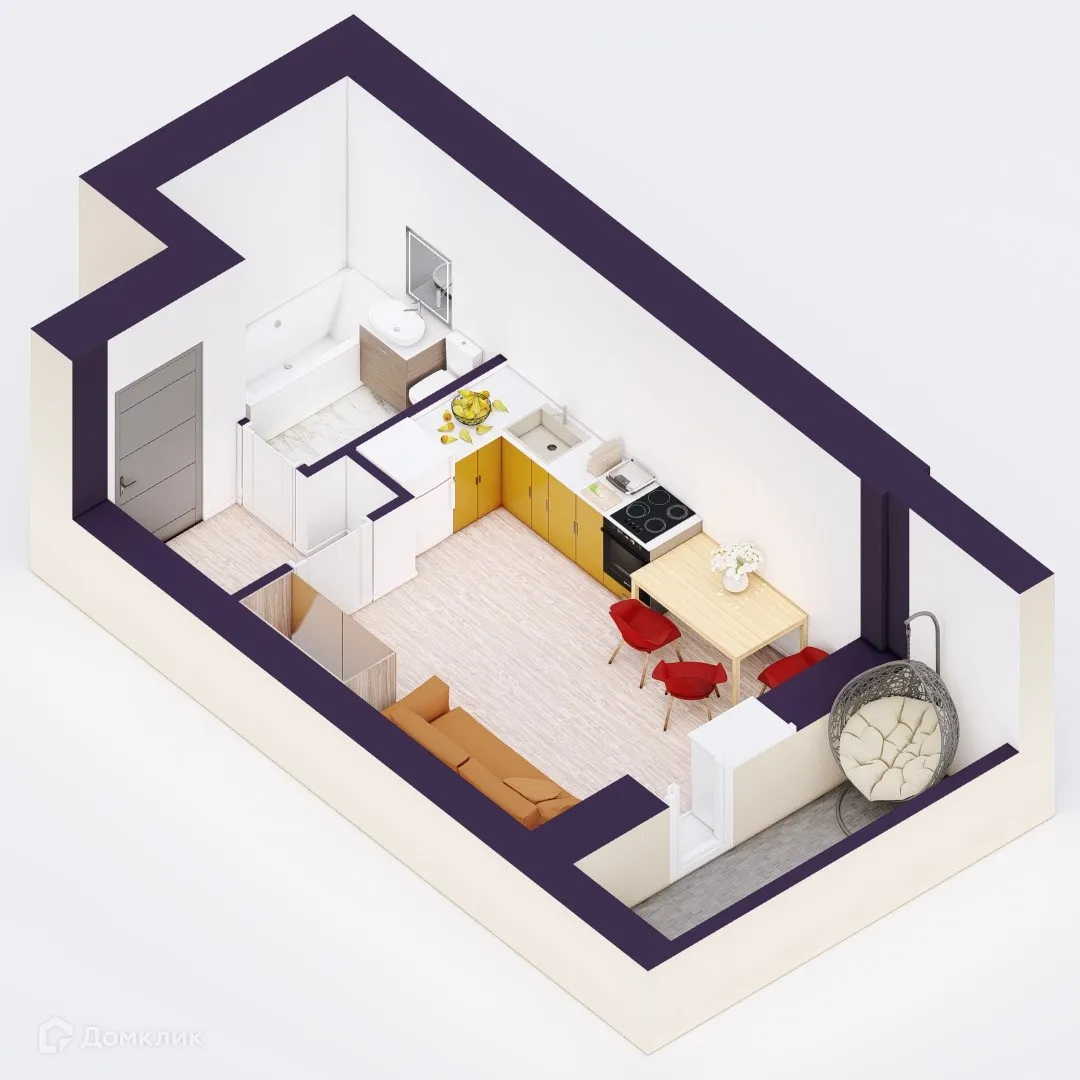 Планировка студии квартиры 24.85 м² в ЖК Эльбрус, г. Уфа — фото 2