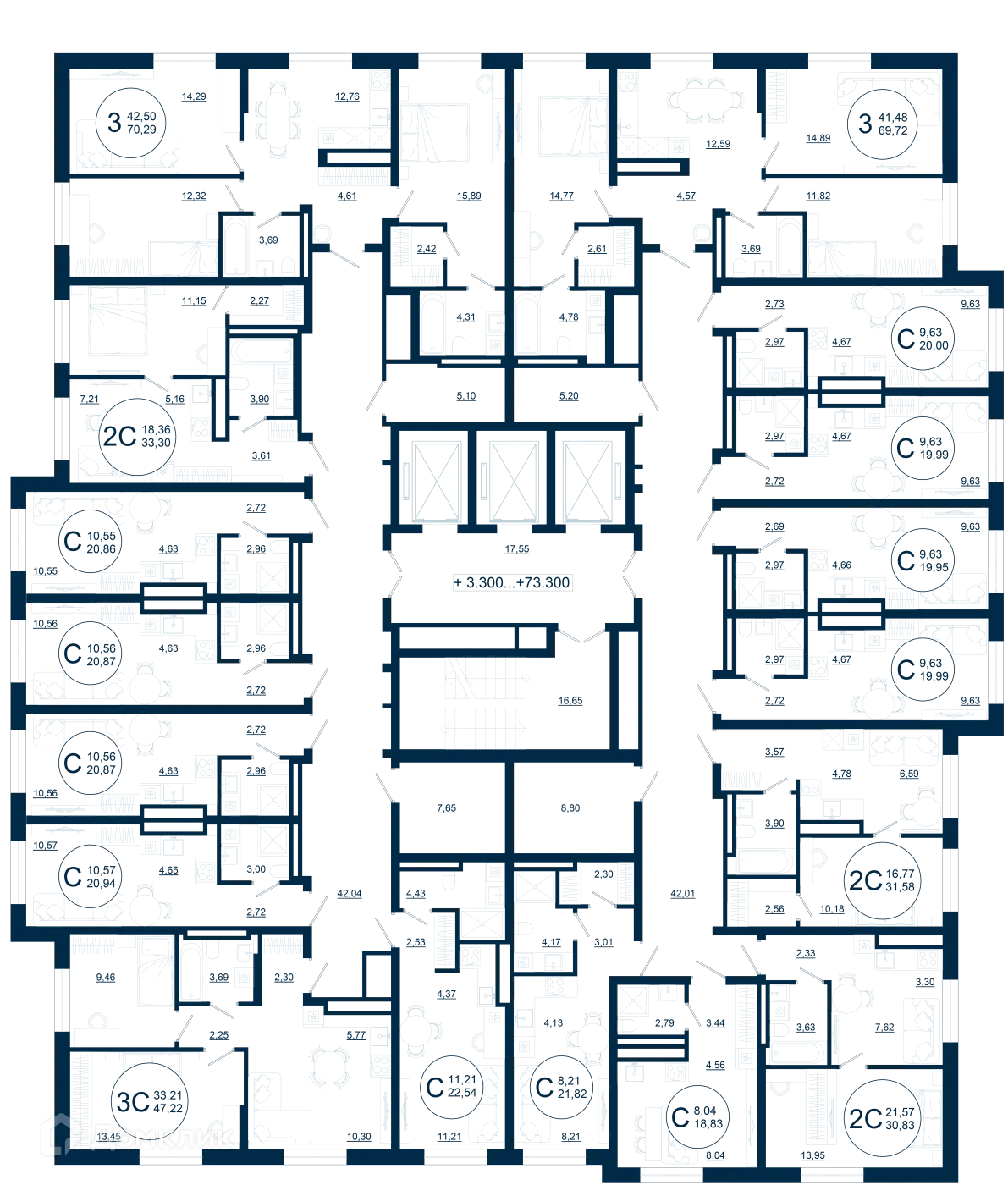 Планировка студии квартиры 19.95 м² в ЖК РИВЕР, г. Уфа — фото 2