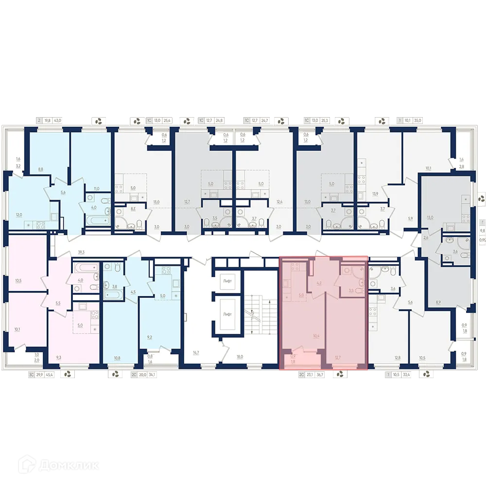 Планировка 2-комнатной квартиры 36.7 м² в ЖК Экогород "Яркий", г. Уфа — фото 2